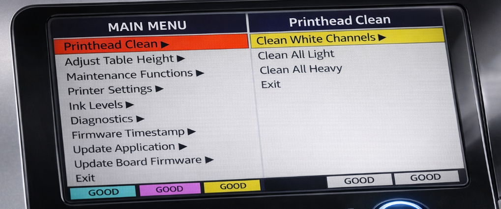 Accessing the Advanced Menu on the Anajet Mpower Printer