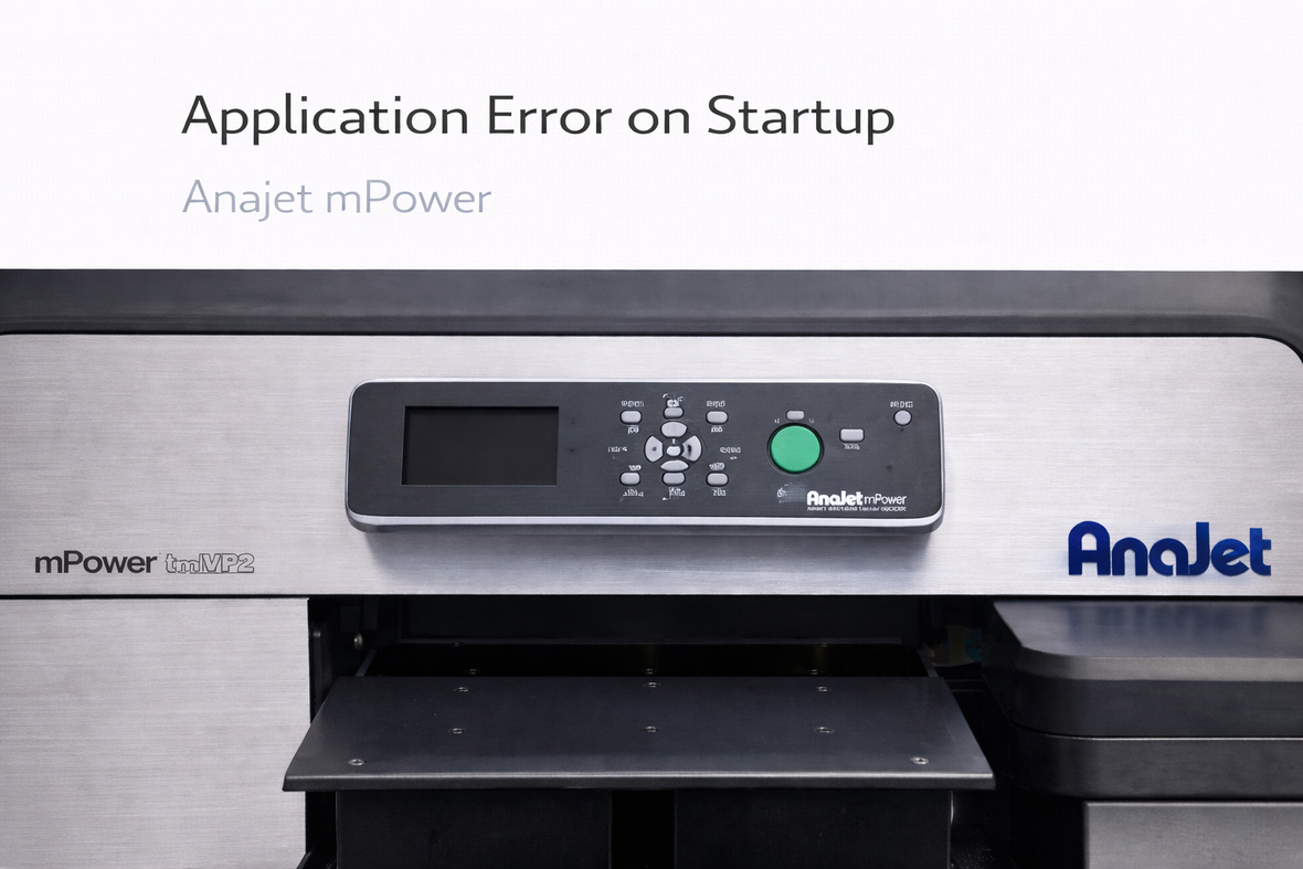 Anajet Mpower Printer - Application error on startup