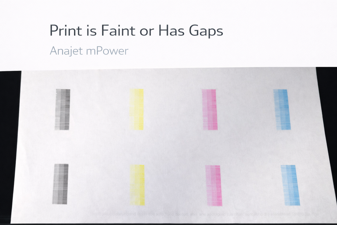 Anajet Mpower - Print is faint or has gaps