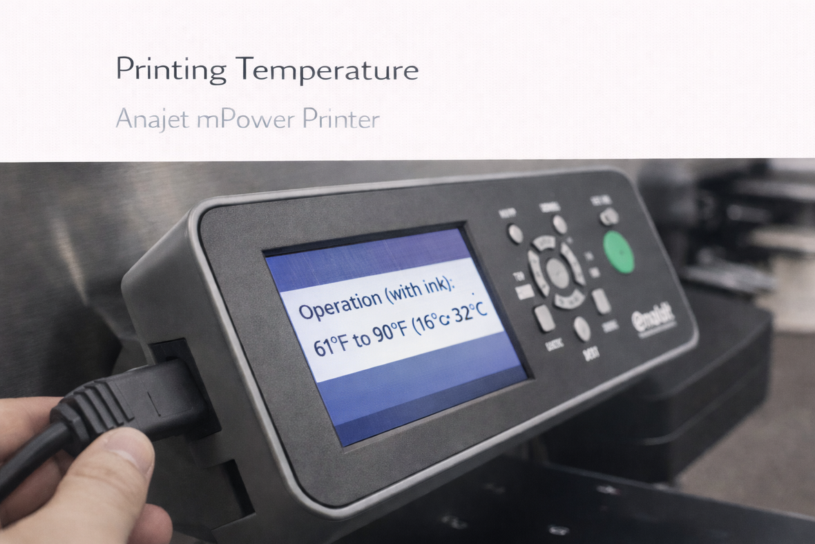Printing temperature on the Anajet Mpower Printer