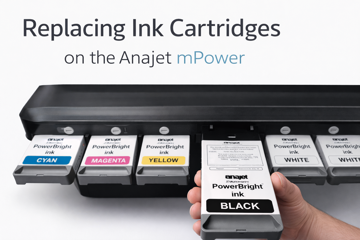 Replacing ink cartridges on the Anajet Mpower