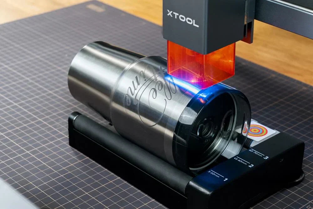Laser engraving metal tumbler with xtool laser cutter machine