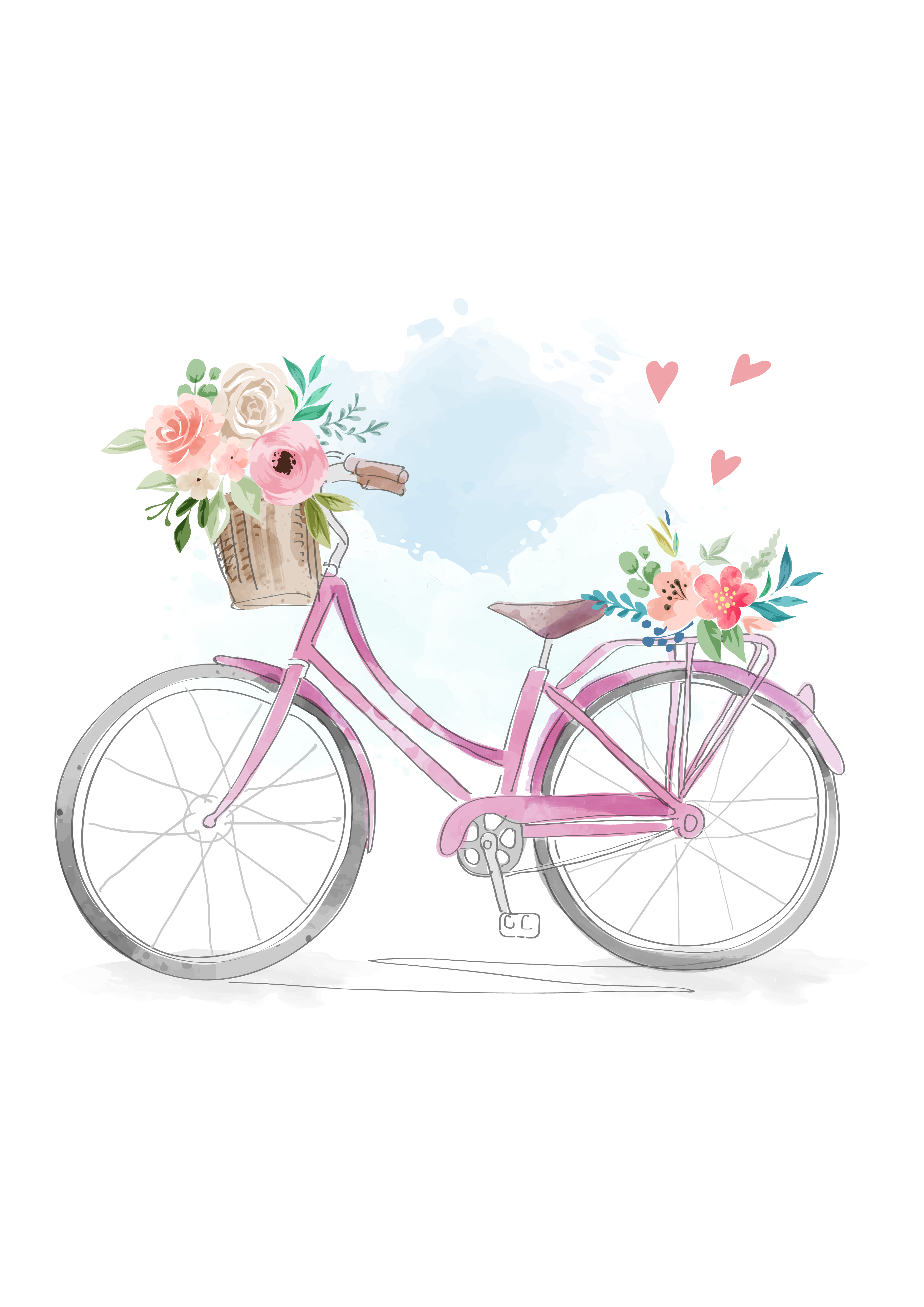 WATERCOLOR BIKE DESIGN PNG