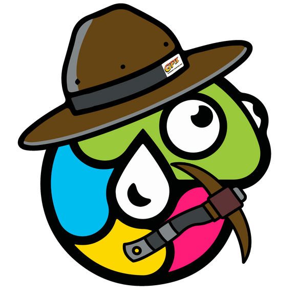 garmentprinterink mascot inky dressed as an explorer