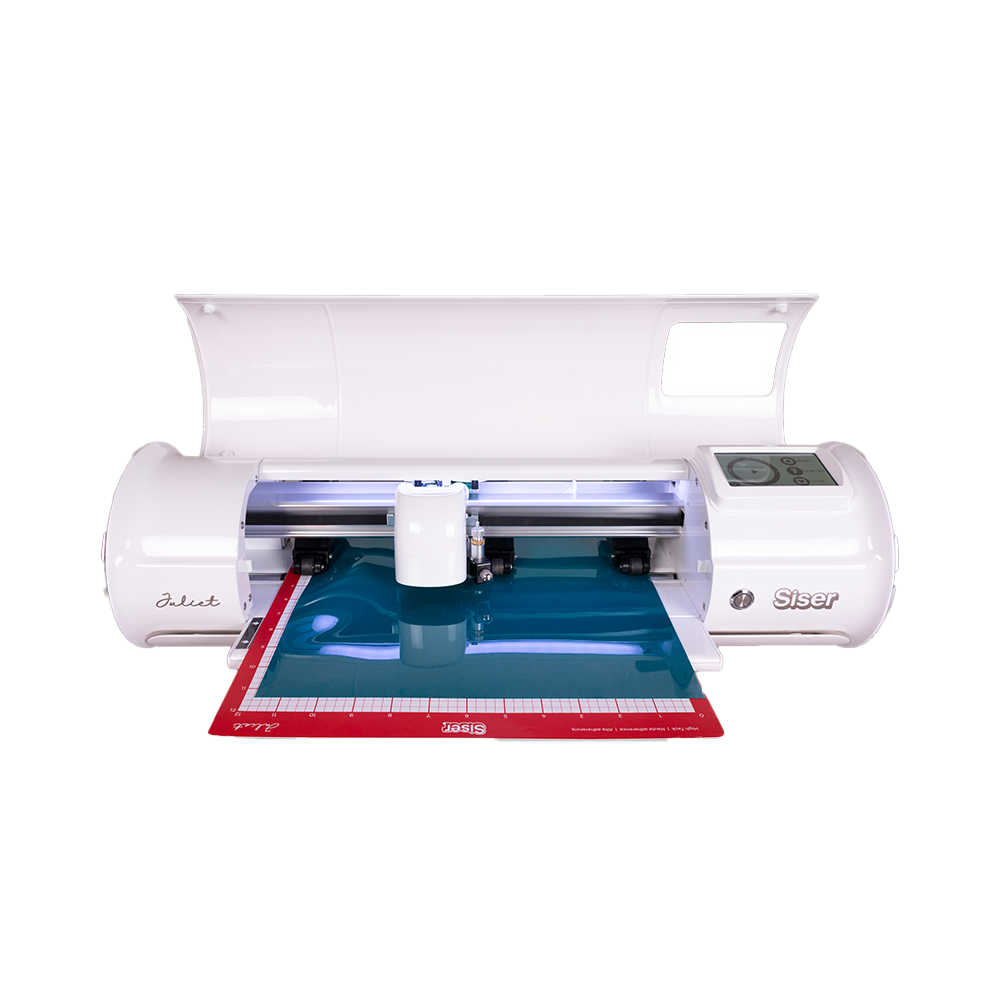 The image displays the Siser Juliet Cutter with the 2516-2 attachment. The attachment highlights the cutter's ability to work with 25-inch wide materials, offering versatility for cutting and crafting projects.