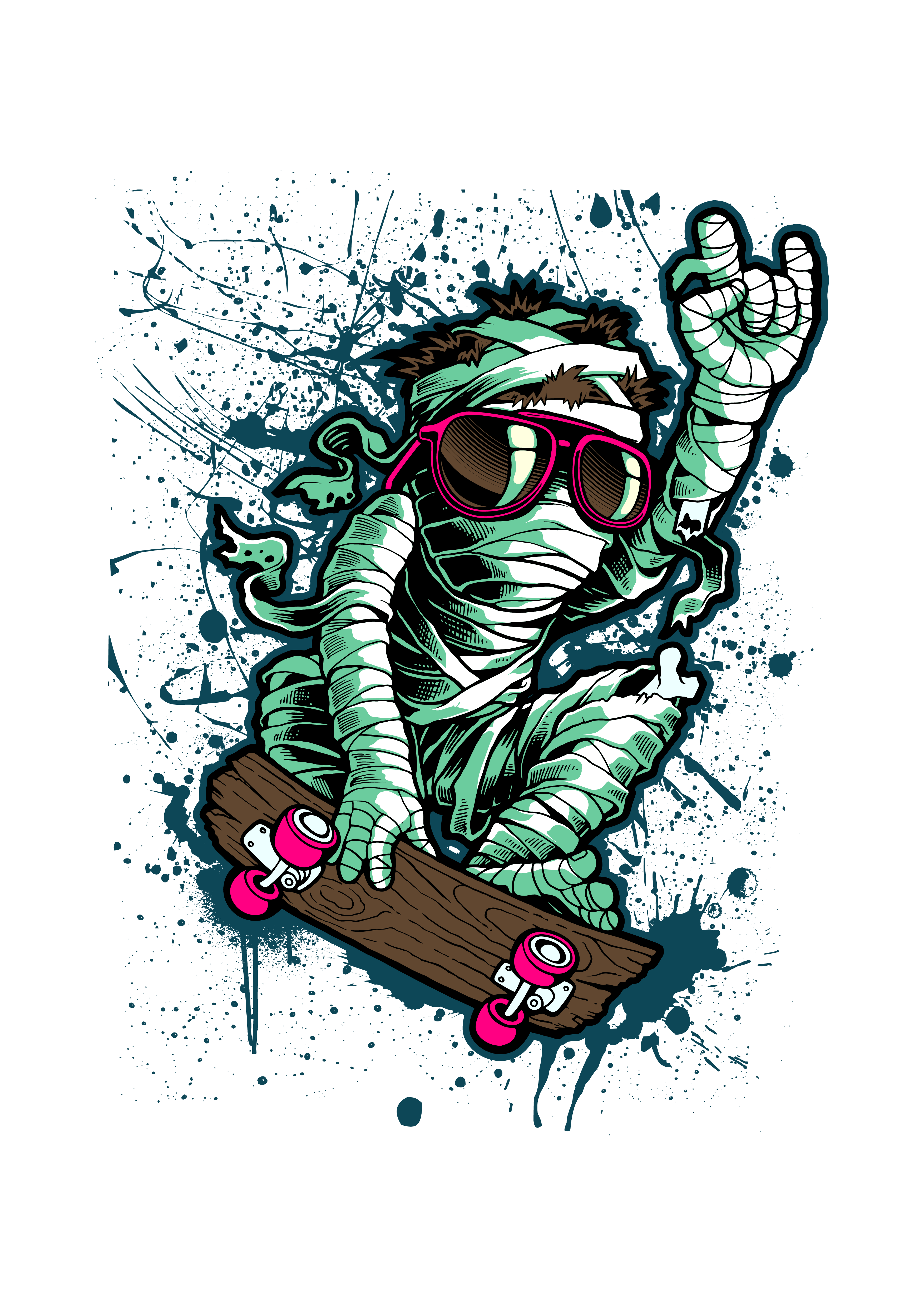 MUMMY SKATEBOARDING PNG DESIGN