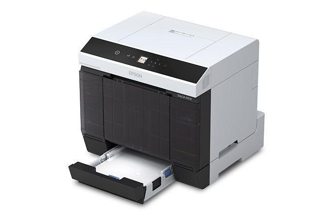 Epson SureLab D1070DE with bottom tray opened