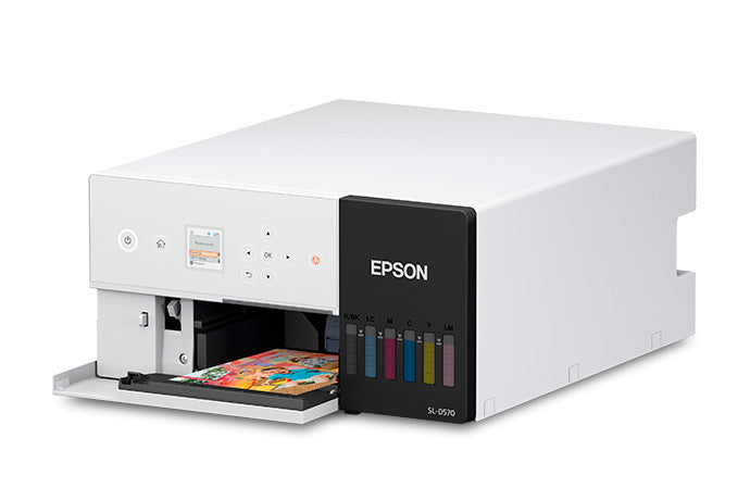 Epson SureLab D570 side view while printing