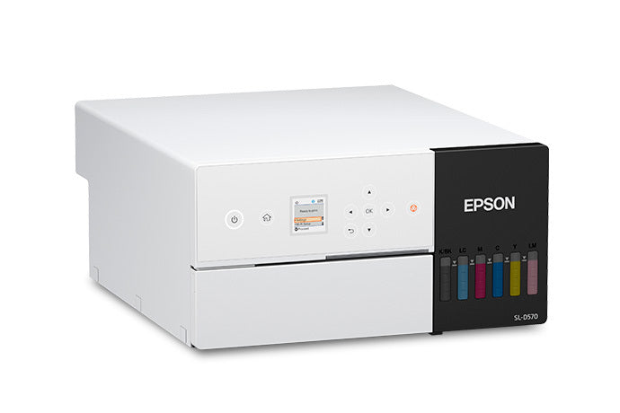 Epson SureLab D570 closed and compact side view