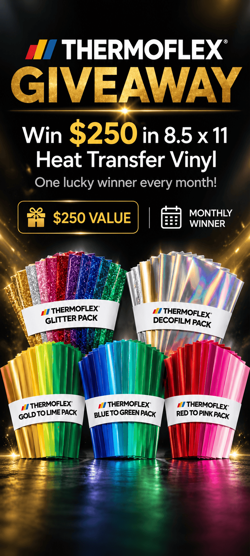 Thermoflex glitter vinyl giveaway