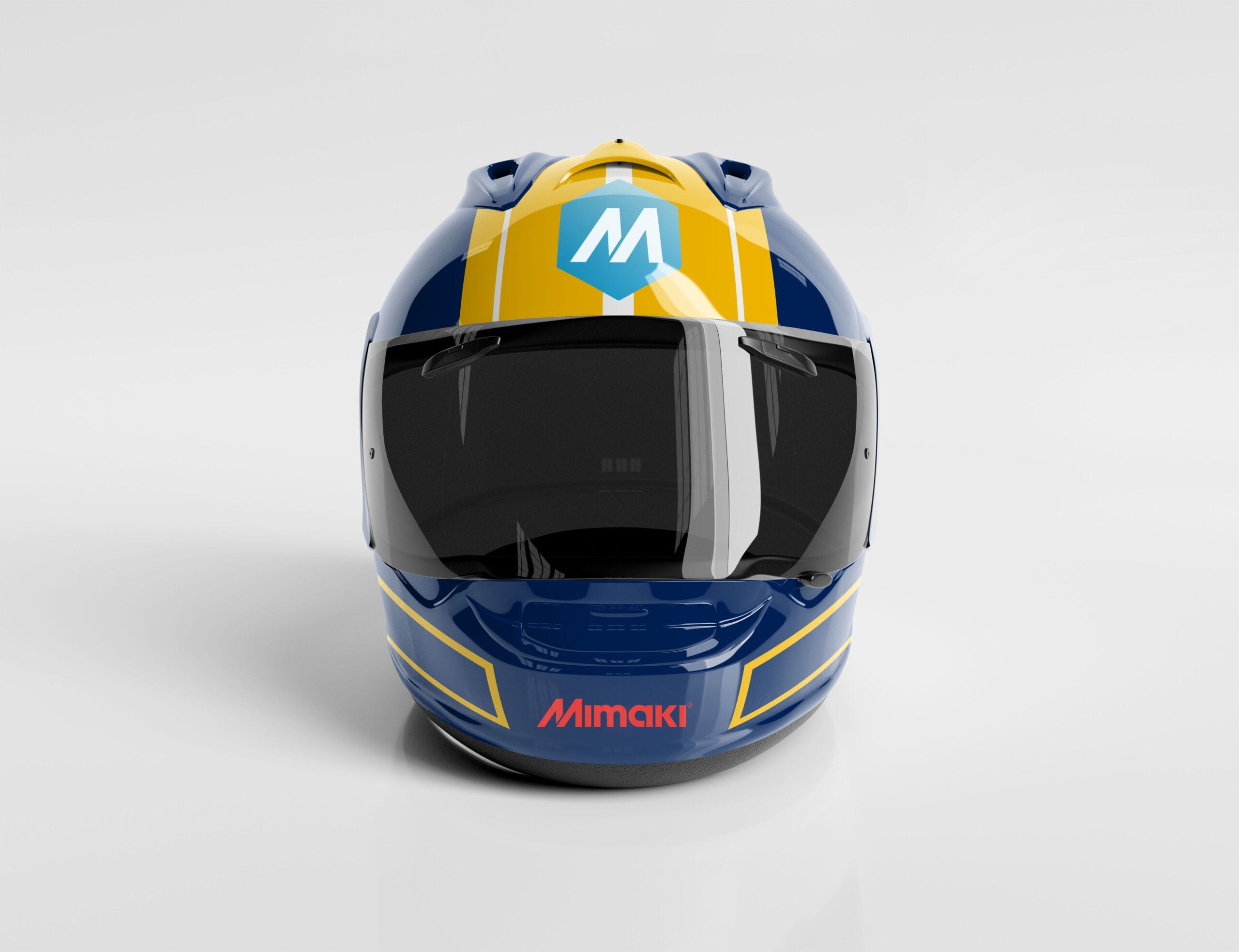 Race car helmet with UV-DTF transfer of 