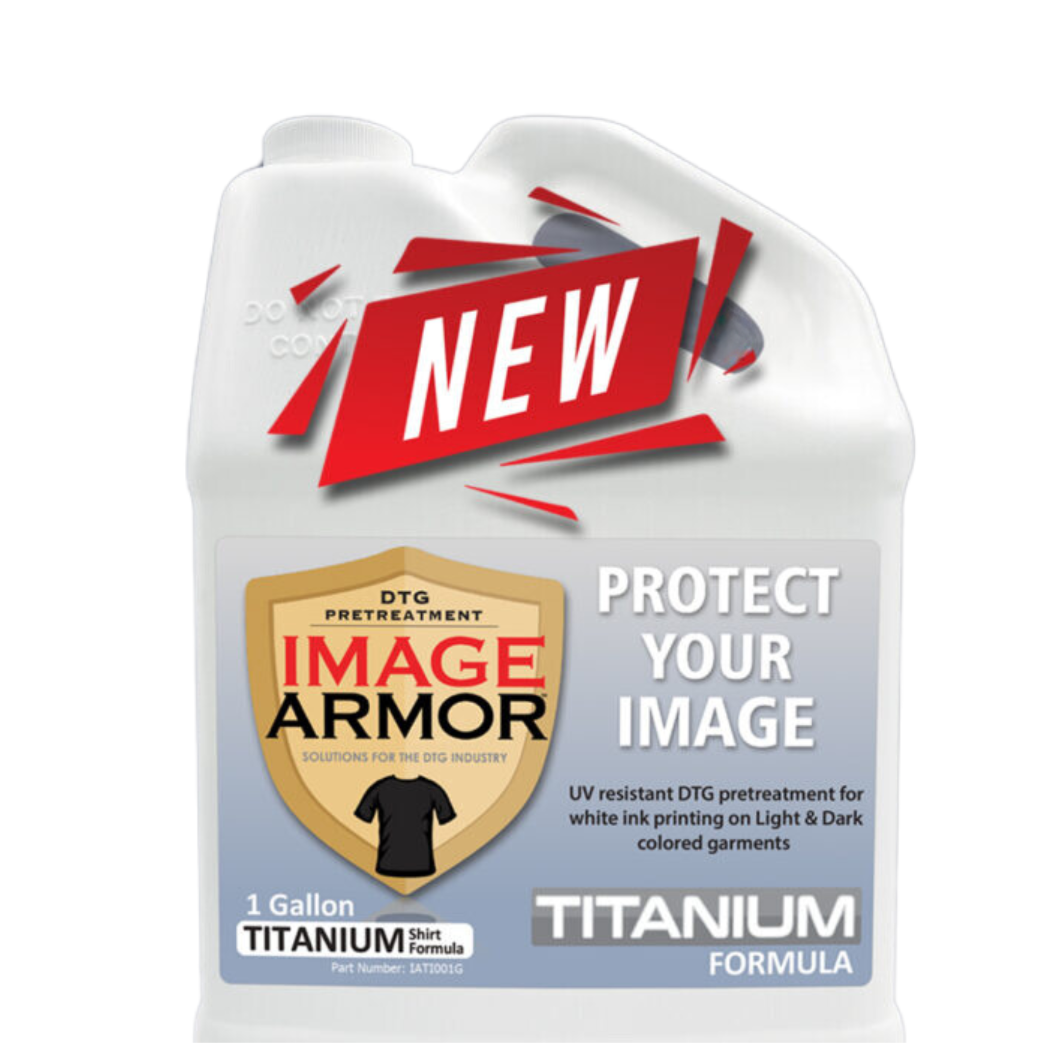 Image armor titanium t shirt pretreatment formula. Image armors new dtg pretreatment for uv protection on white ink printing light and dark colored garments