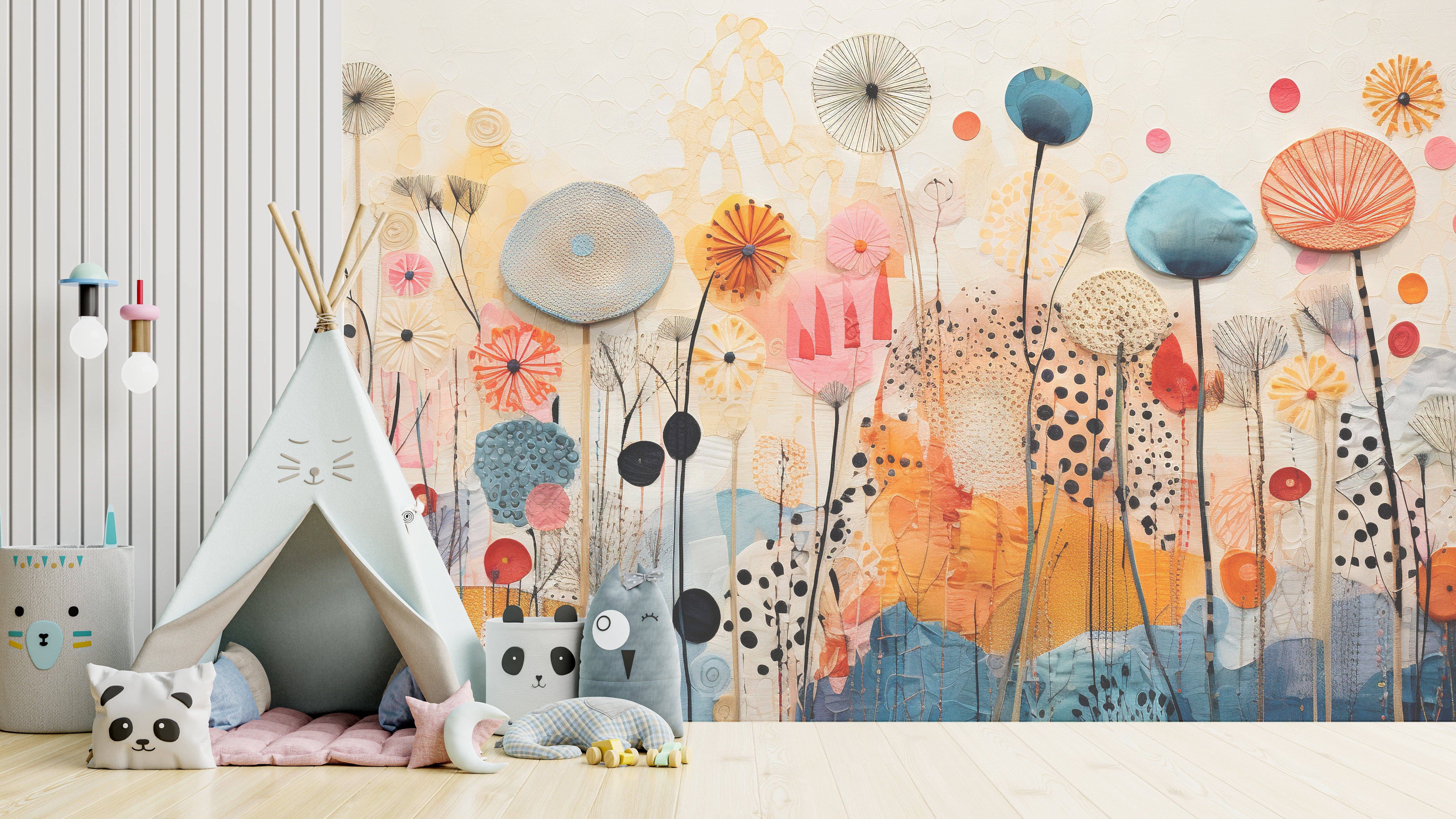 Decorative children's room wall mural printed with the Mutoh HydrAton 1642 water-based UV roll printer.