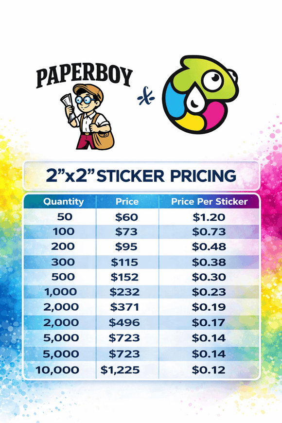 Paper Boy Printing 2x2 Die Cut Stickers