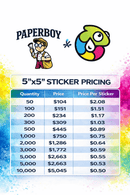 Paper Boy Printing 5x5 Die Cut Stickers