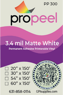 Propeel Media PP300 ProPeel 3.4 mil MATTE White Permanent Printable Vinyl