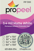 Propeel Media PP300 ProPeel 3.4 mil MATTE White Permanent Printable Vinyl