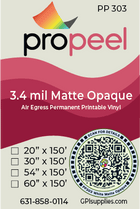 Propeel Media PP303 ProPeel 3.4 mil MATTE OPAQUE White Air Egress Permanent Printable Vinyl