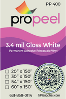 Propeel Media PP400 ProPeel 3.4 mil GLOSS White Permanent Printable Vinyl