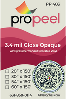 Propeel Media PP403 ProPeel 3.4 mil GLOSS OPAQUE White Air Egress Permanent Printable Vinyl