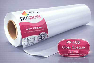 Propeel Media PP403 ProPeel 3.4 mil GLOSS OPAQUE White Air Egress Permanent Printable Vinyl