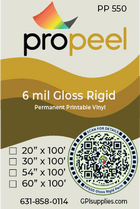 Propeel Media PP550 ProPeel 6 mil GLOSS White Semi-Rigid Permanent Printable Vinyl