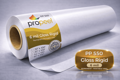 Propeel Media PP550 ProPeel 6 mil GLOSS White Semi-Rigid Permanent Printable Vinyl