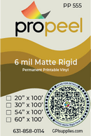 Propeel Media PP555 ProPeel 6 mil MATTE White Semi-Rigid Permanent Printable Vinyl