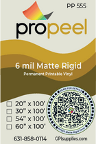 Propeel Media PP555 ProPeel 6 mil MATTE White Semi-Rigid Permanent Printable Vinyl