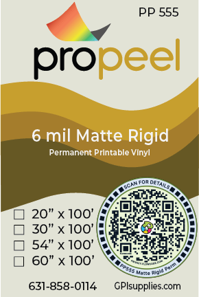 Propeel Media PP555 ProPeel 6 mil MATTE White Semi-Rigid Permanent Printable Vinyl