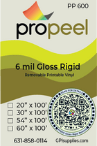 Propeel Media PP600 ProPeel 6 mil GLOSS White Semi-Rigid Removable Printable Vinyl