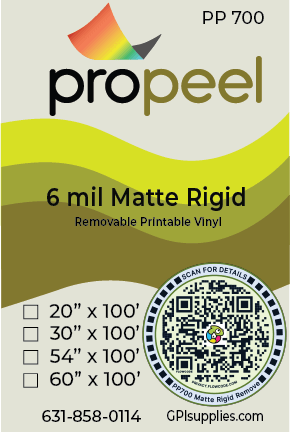 Propeel Media PP700 ProPeel 6 mil MATTE White Semi-Rigid Removable Printable Vinyl