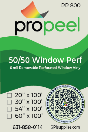 Propeel Media PP800 ProPeel 6 mil 50/50 PERFORATED Removable Printable Window Vinyl