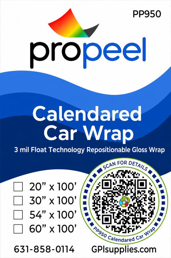 Propeel Media PP950 ProPeel 3 mil CAST VEHICLE WRAP "Float" Technology Gloss White Air Egress Printable Vinyl