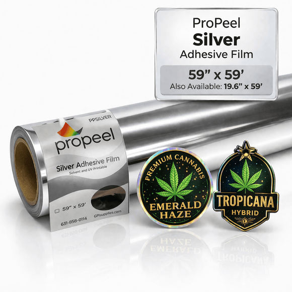 ProPeel Media ProPeel Silver Adhesive Backed Film (Solvent & UV Printable) (Copy)