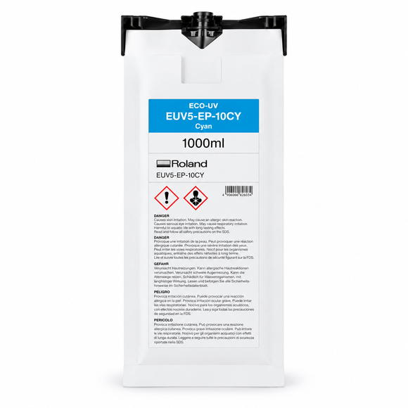 Roland Ink Cyan Roland Eco-UV5 EUV5 Ink 1000ml Pouch - EUV5-EP-10