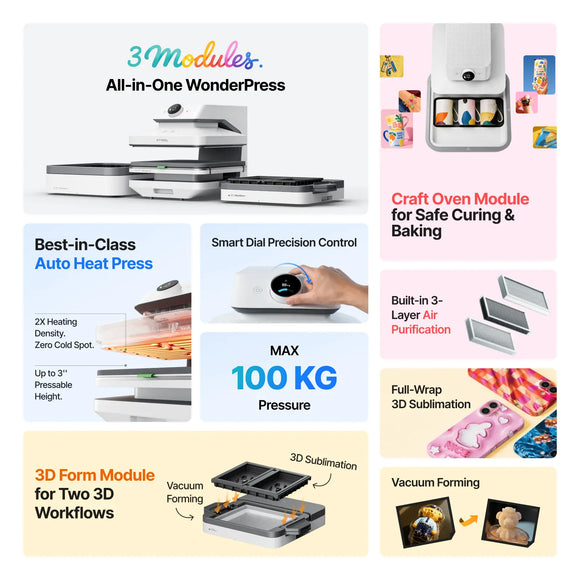 xTool DTF Equipment xTool WonderPress 3-in-1 Heat Press System | 3D Forming + DTF Curing Oven