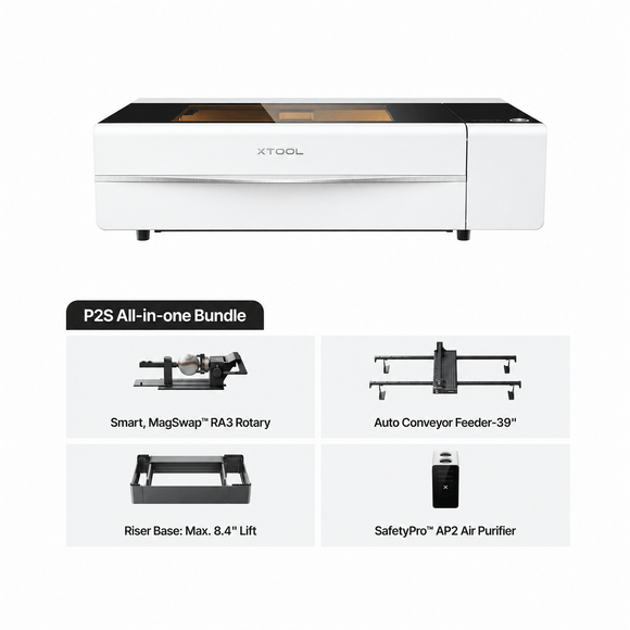 xTool Laser Engraver xTool P2S All in one Bundle / White xTool P2S 55W Desktop CO₂ Laser Cutter