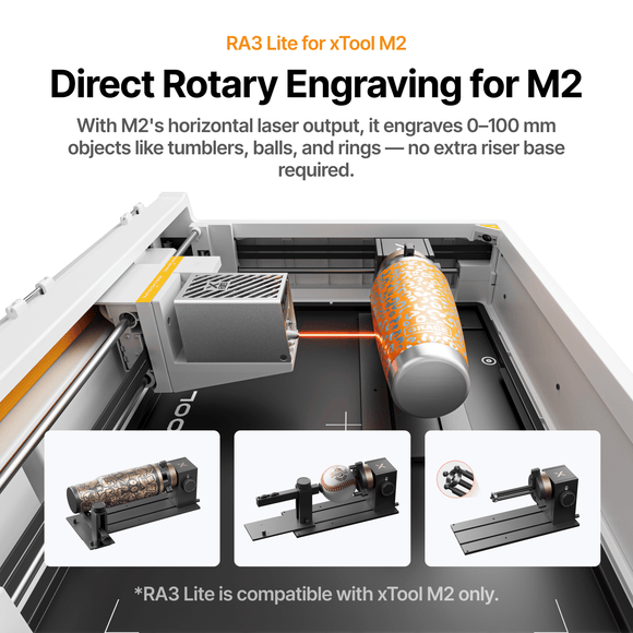 xTool Laser Engraver xTool RA3 Lite Rotary Attachment for M2