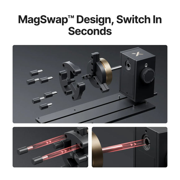 xTool Laser Engraver xTool RA3 MagSwap 5-in-1 Rotary Tool for xTool P2 & P2S