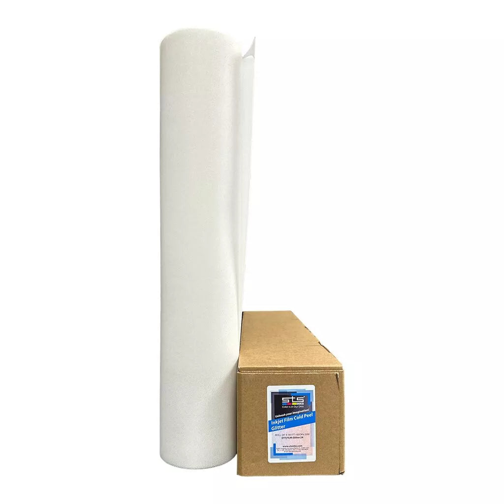 DTF Cold Peel Glitter Film 24″ × 164ft Rolls