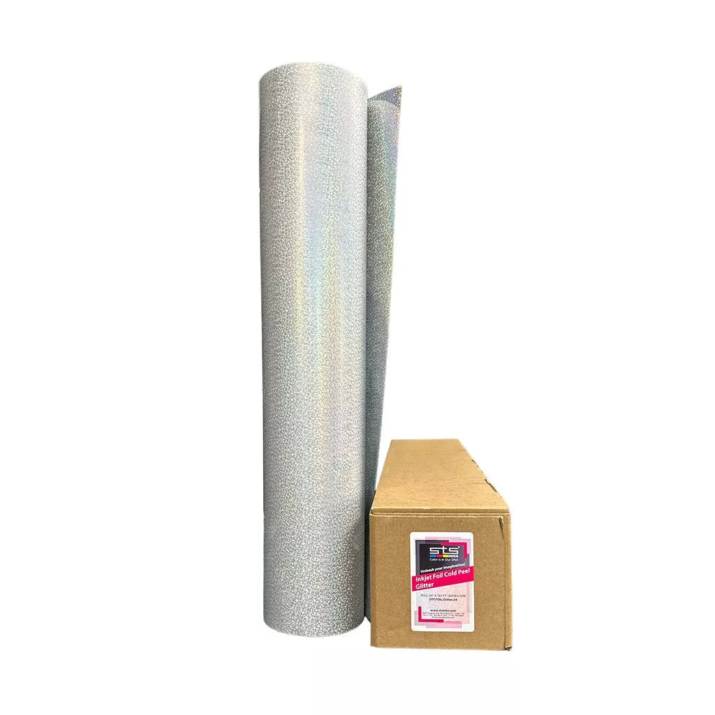 DTF Cold Peel Glitter Foil 24″ × 164ft Rolls