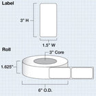 iColor Media 1.5" x 3" Die Cut White Gloss Polyester for iColor 200 / 250 (625 Labels per roll)