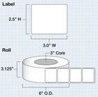 iColor Media 3" x 2.5" Die Cut High Gloss Paper for iColor 200 / 250 (1000 labels per roll)