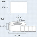 iColor Media 3" x 2" Die Cut JetColor Matte Paper for iColor 200 / 250 (1250 labels per roll)