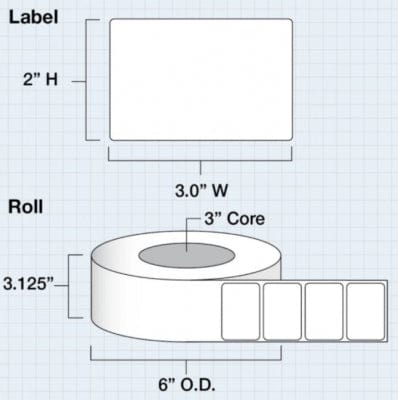 iColor Media 3" x 2" Die Cut JetColor Matte Paper for iColor 200 / 250 (1250 labels per roll)
