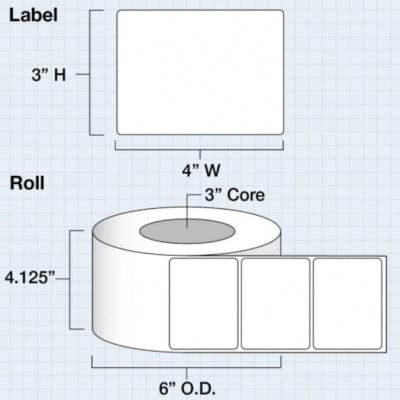 iColor Media 4" x 3" Die Cut Matte BOPP for iColor 200 / 250 (500 labels per roll)